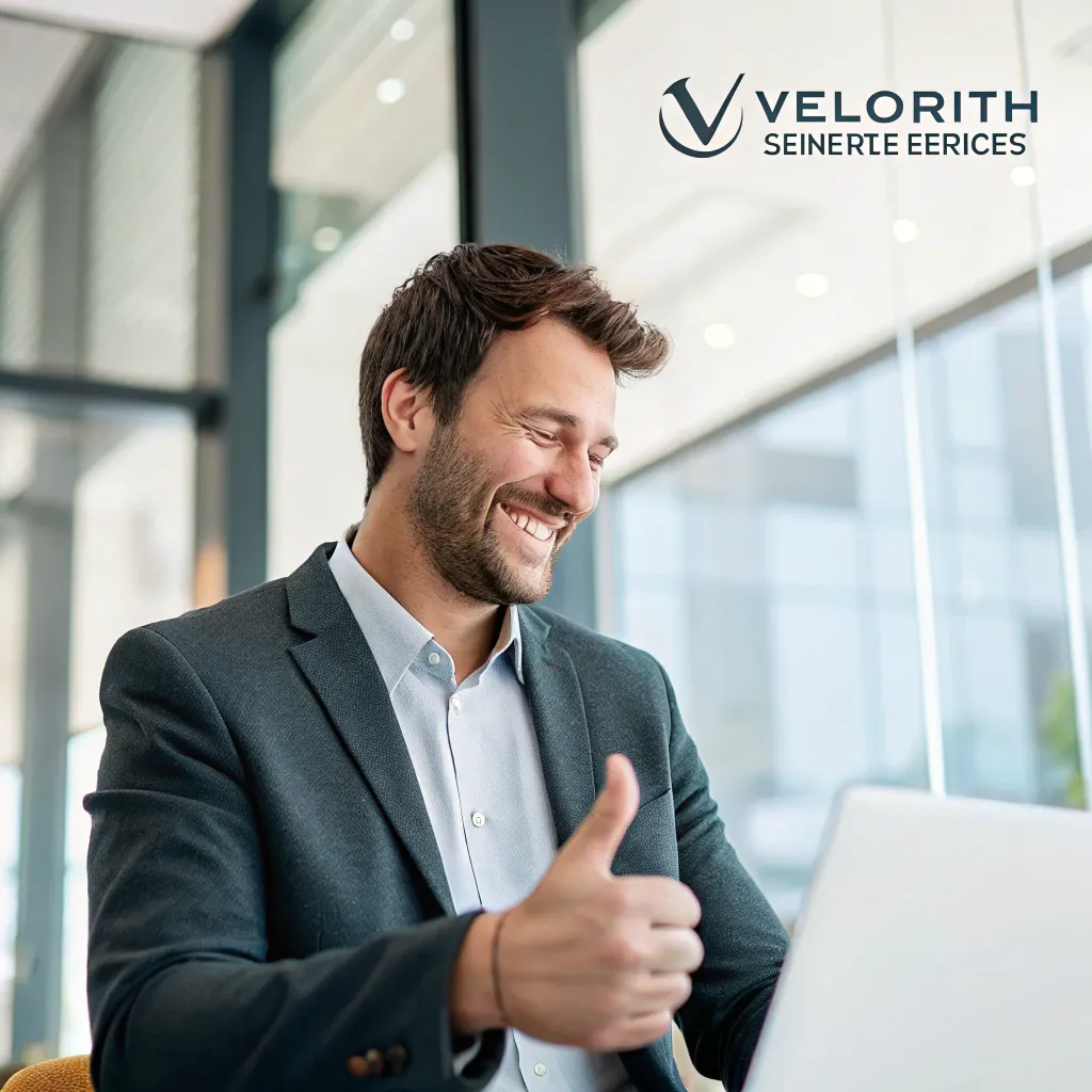 Professional man expressing satisfaction with VELORITH services